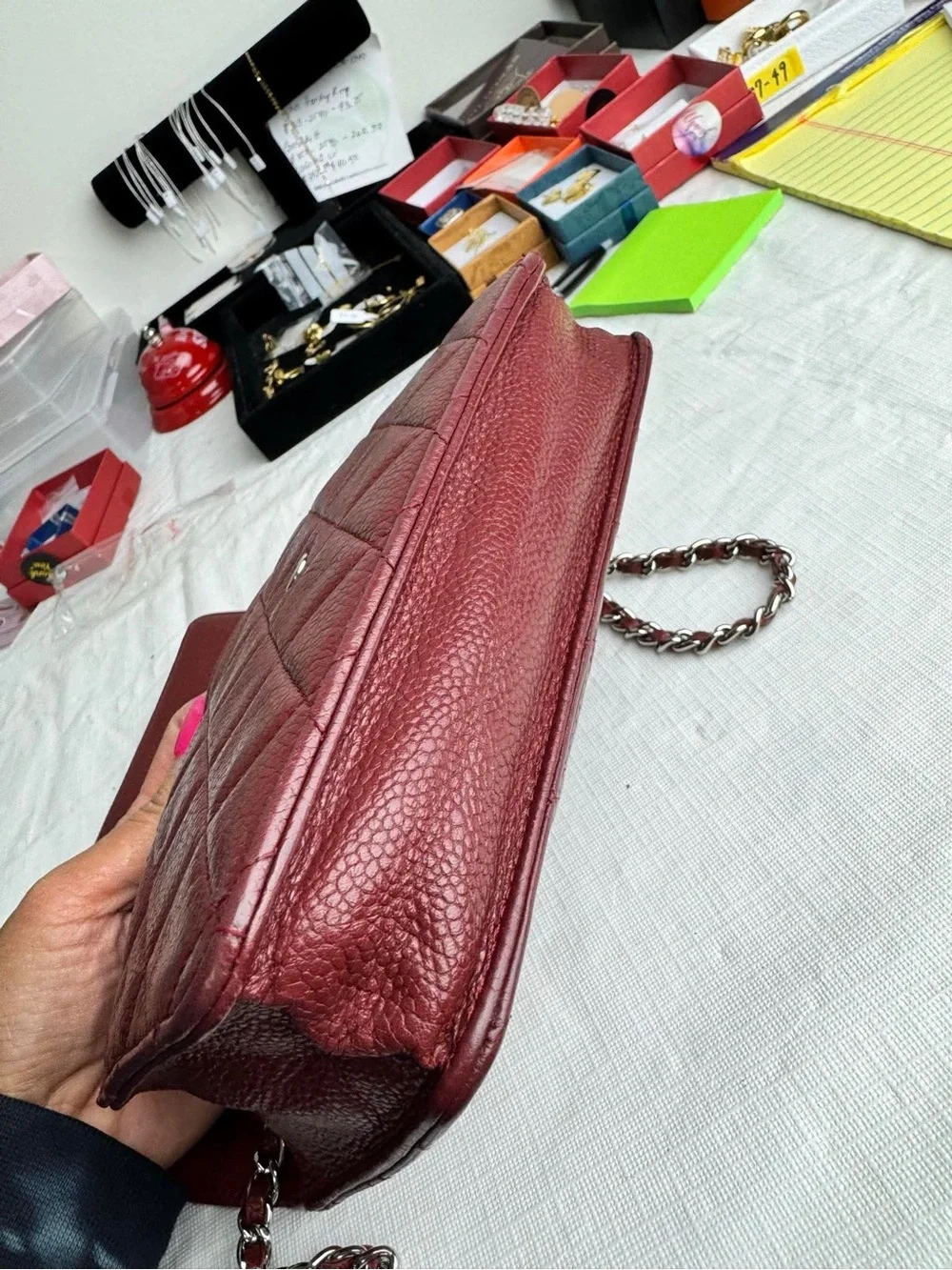 CHANEL Quilted Chain Crossbody Bag - Burgundy 100% authentic